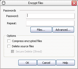 Encryption of file from the shell context menu of the windows explorer