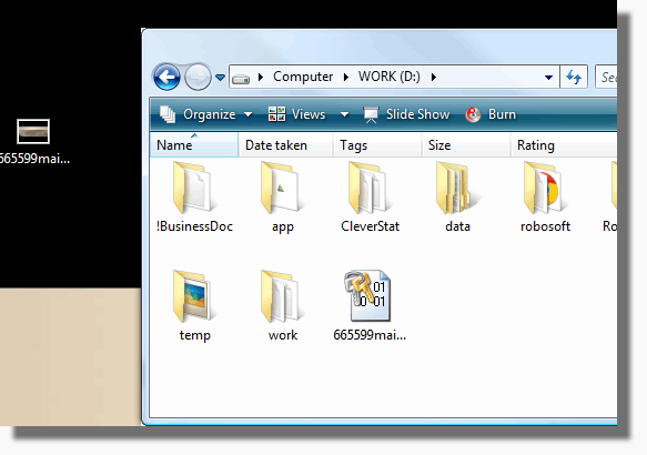 Encrypted file document in Windows Explorer window