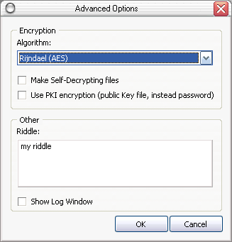 Advanced Encryption Settings window