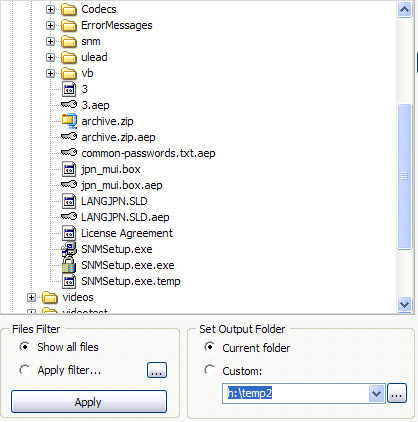 The file browser of Encryption Package