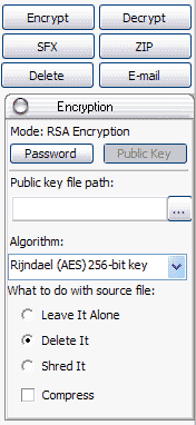 Form for encrypting files using RSA algorithm