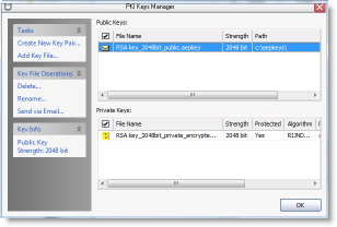 PKI keys manager - the database of public and private key pairs