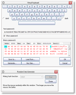 Virtual Keyboard. Generating random binary encryption password