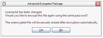 Would you like to reencrypt changed document