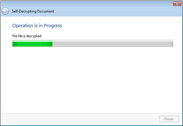 Progress of decryption of self decrypting document