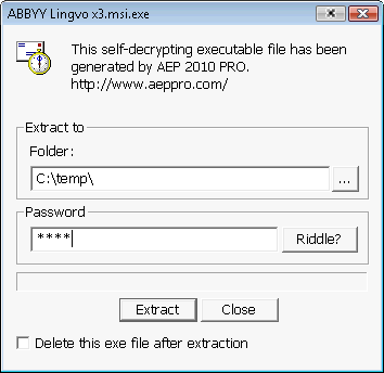 Old interface of self extracting encrypted moduile