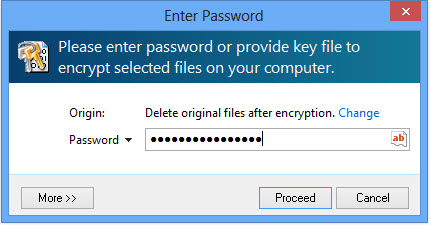 file encryption password window