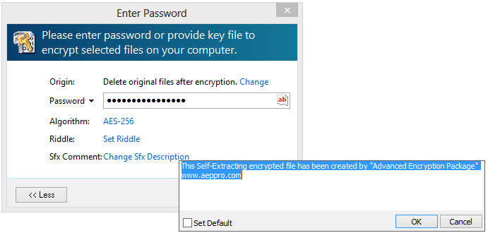 encrypt files to self decrypting files