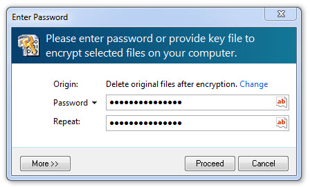 encryption password window